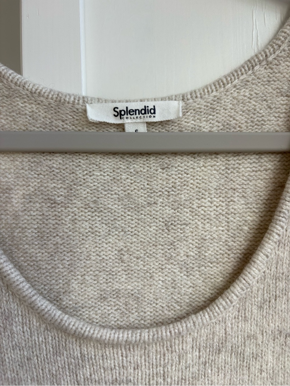 Splendid Cashmere Oatmeal Scoop Neck Knit Tank, Size Small Luxe Minimalism - Picture 3 of 6